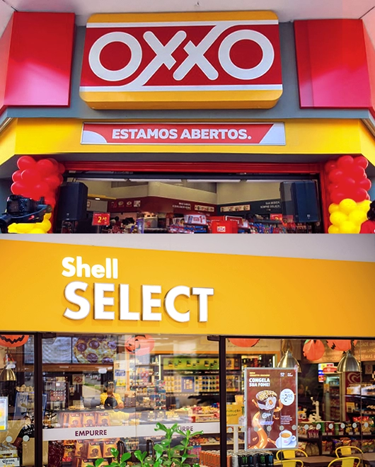 Atuamos no mercado de conveniência e proximidade com as lojas OXXO e Shell Select, por meio do Grupo Nós.